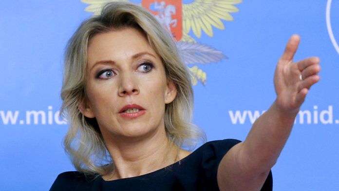 Spokeswoman of the Russian Foreign Ministry Zakharova attends a news briefing in Moscow